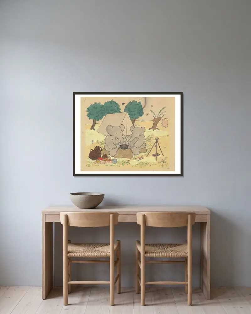 Le voyage de Babar Pl.05 av Jean de Brunhoff inramad på en vägg