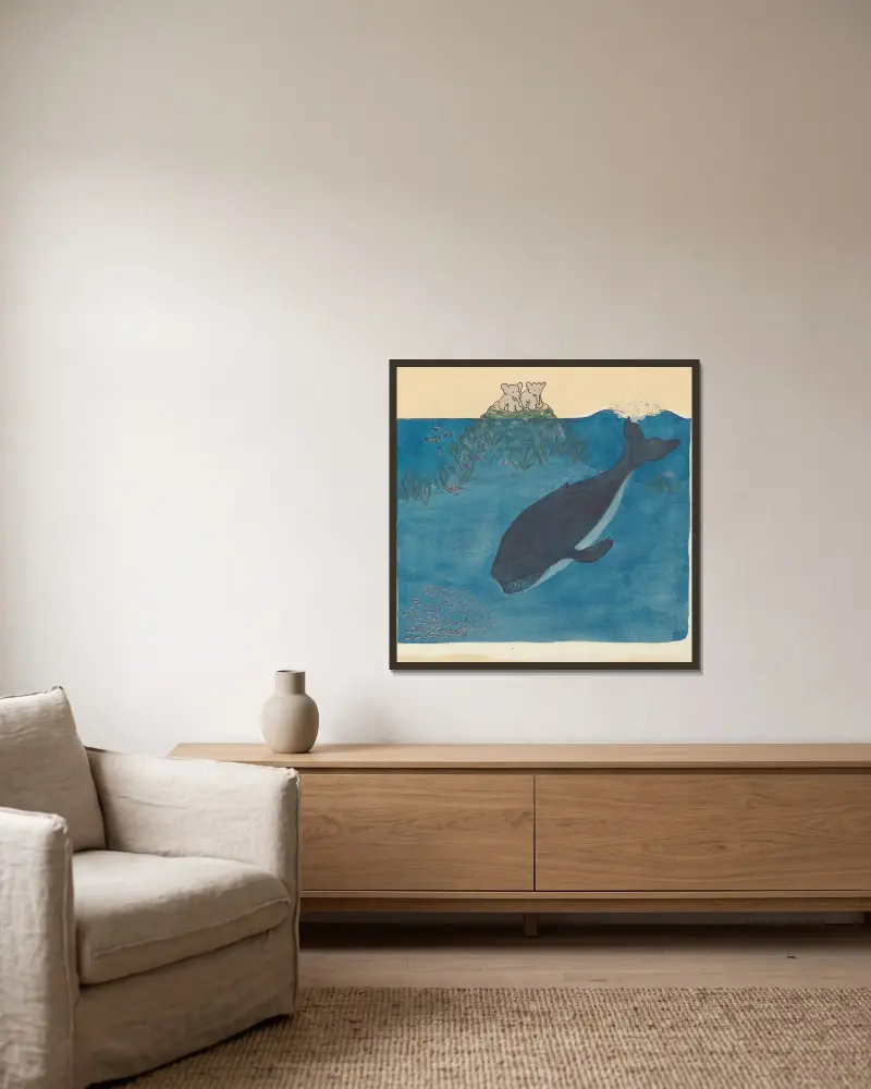 Babar reist, Tafel 8 von Jean de Brunhoff gerahmt an einer Wand