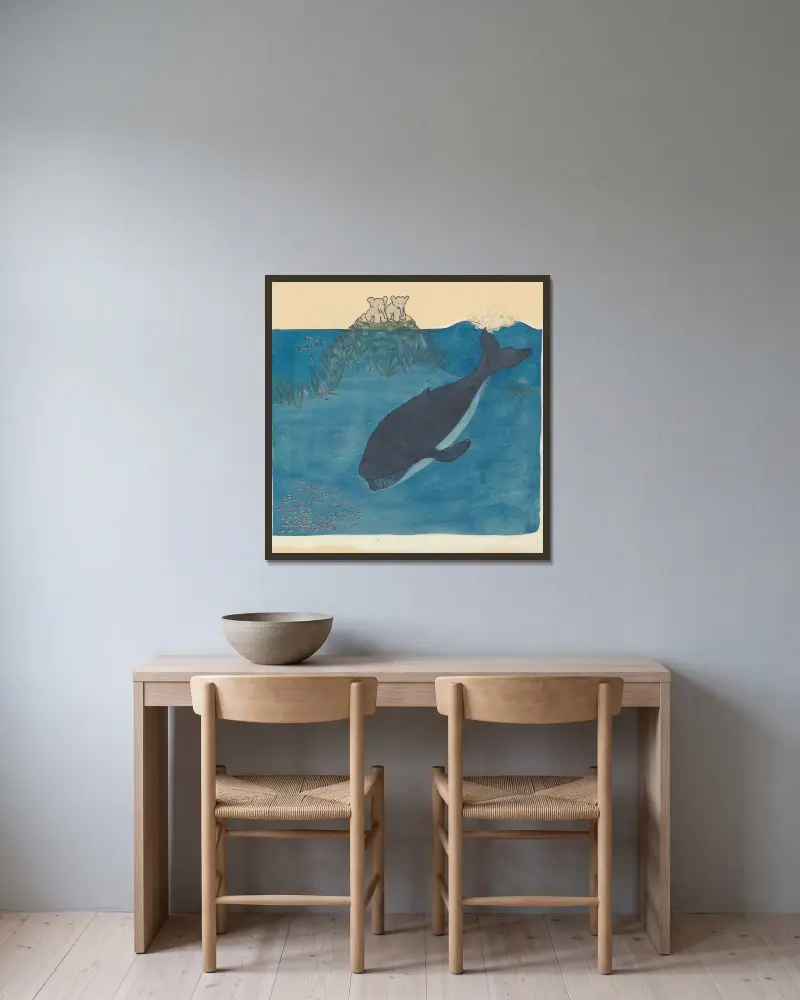 Babar reist, Tafel 8 von Jean de Brunhoff gerahmt an einer Wand