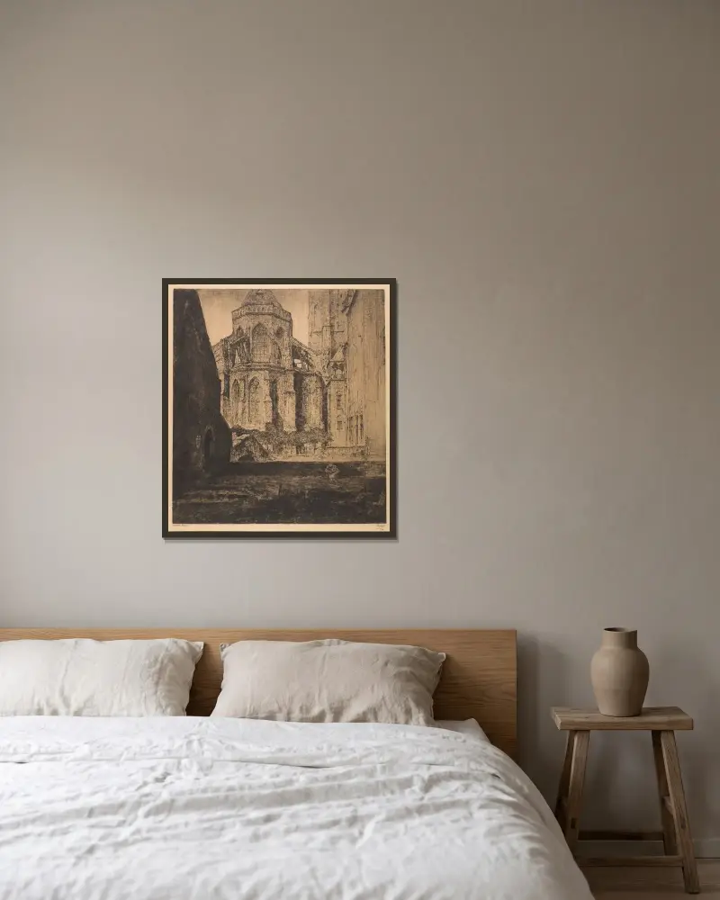 Gruuthuse i Brygge av Jules De Bruycker inramad på en vägg