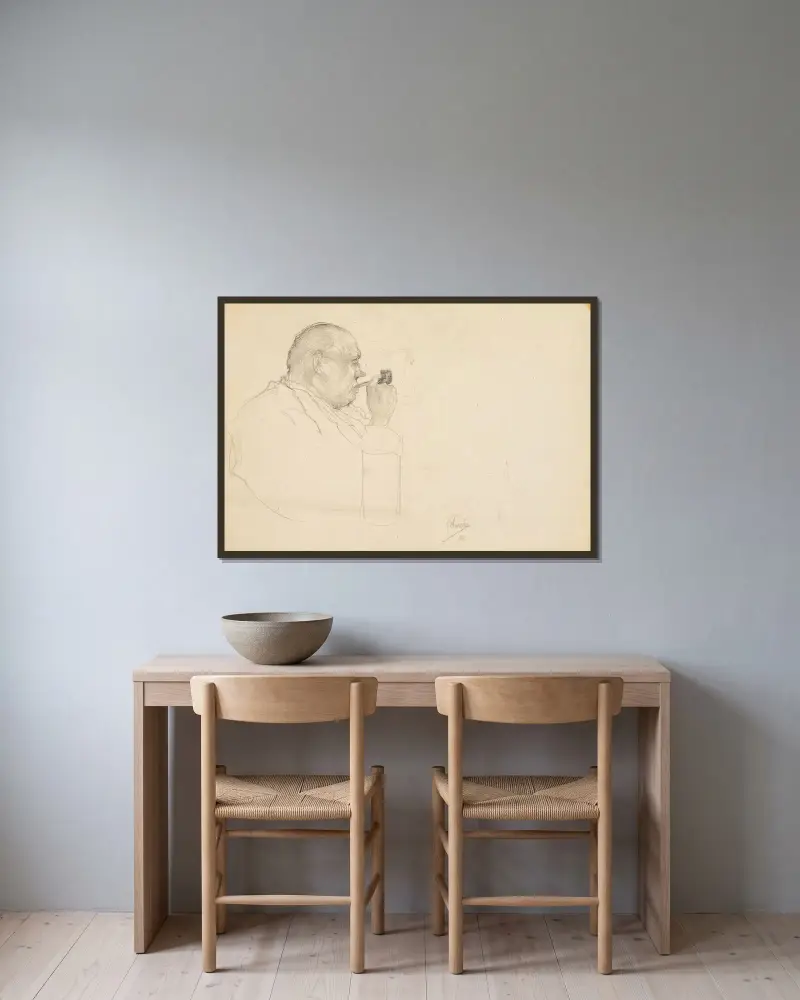 Man with a Pipe von Jules De Bruycker gerahmt an einer Wand