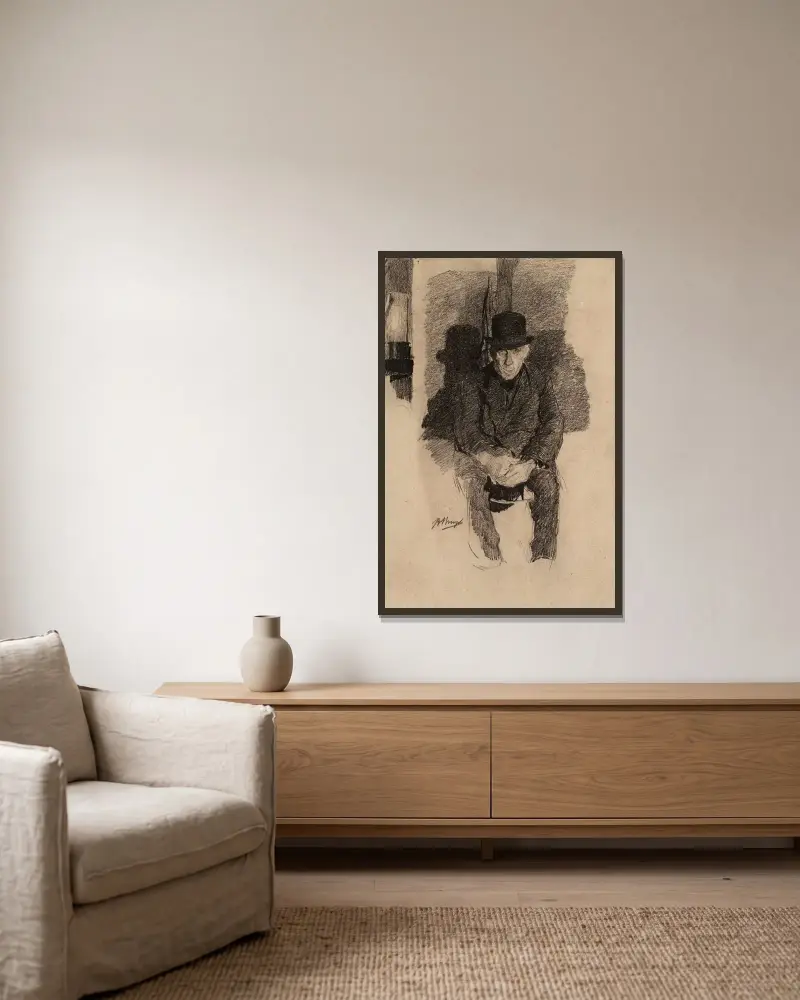 Seated Old Man von Jules De Bruycker gerahmt an einer Wand