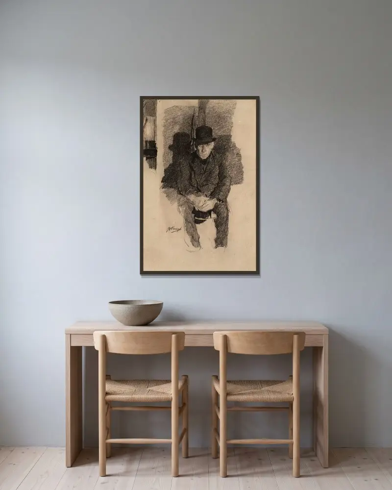 Seated Old Man von Jules De Bruycker gerahmt an einer Wand