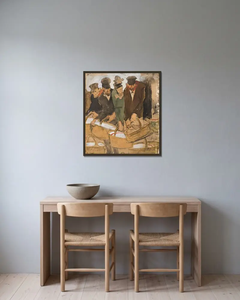 Smörgatan i Gent (Äggförsäljare) av Jules De Bruycker inramad på en vägg