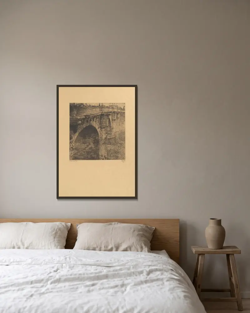 Pont-Neuf i Paris av Jules De Bruycker inramad på en vägg