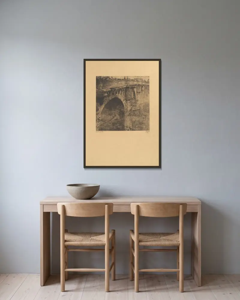 Pont-Neuf i Paris av Jules De Bruycker inramad på en vägg