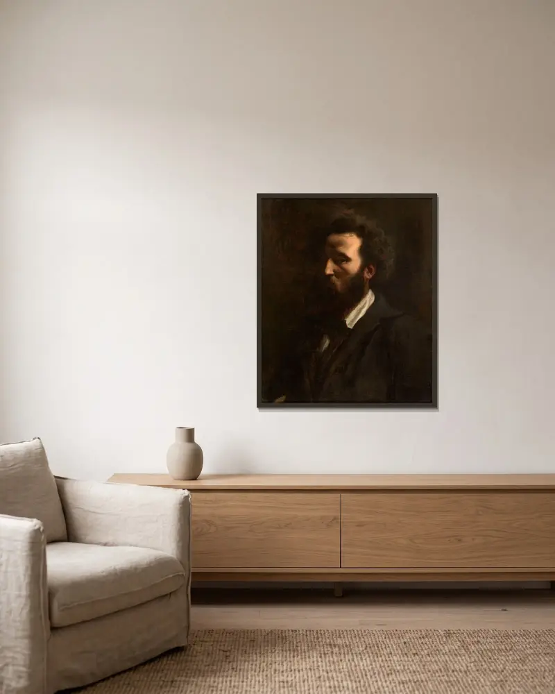 Selbstporträt, 1857 – Nr. 1 von Pierre Puvis de Chavannes gerahmt an einer Wand