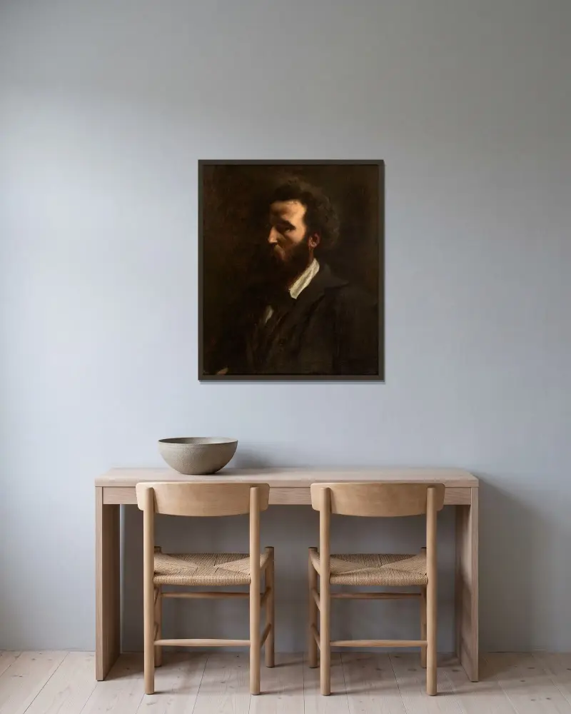 Selbstporträt, 1857 – Nr. 1 von Pierre Puvis de Chavannes gerahmt an einer Wand