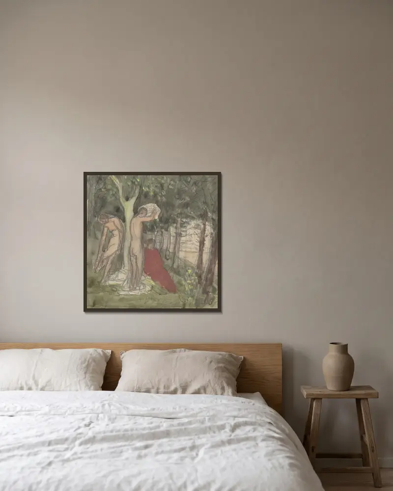 Badande av Pierre Puvis de Chavannes inramad på en vägg