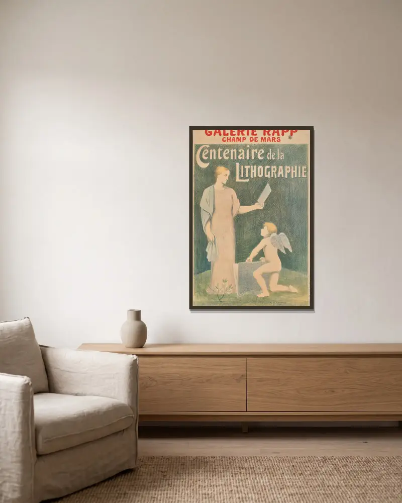 Centennial of Lithography av Pierre Puvis de Chavannes inramad på en vägg