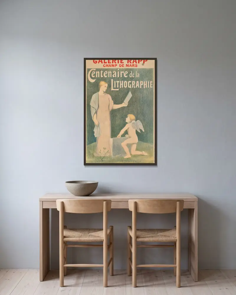 Centennial of Lithography av Pierre Puvis de Chavannes inramad på en vägg