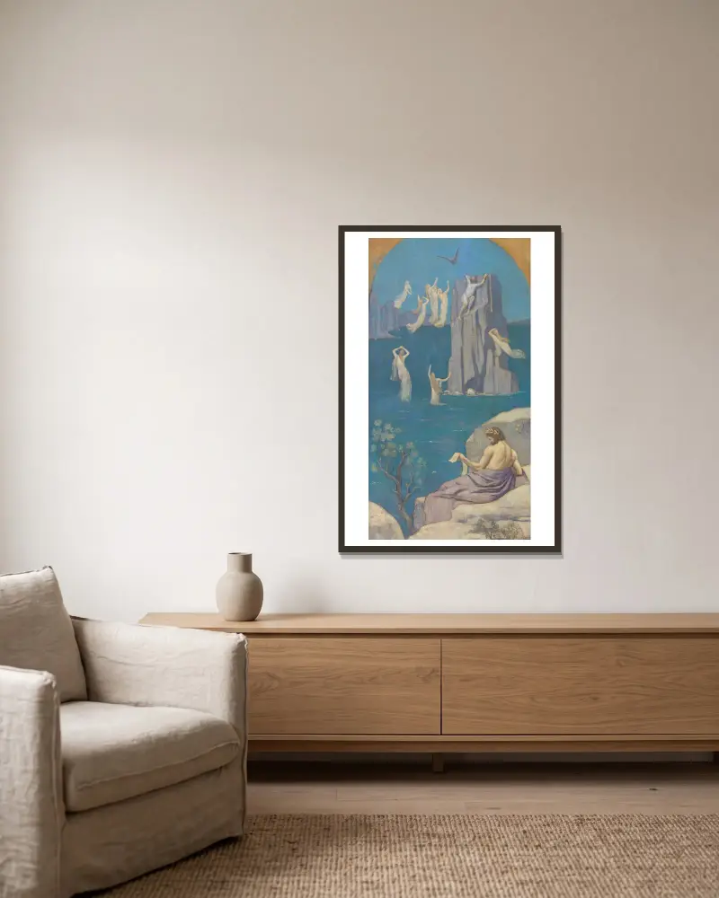Dramatische Dichtung (Aischylos) von Pierre Puvis de Chavannes gerahmt an einer Wand
