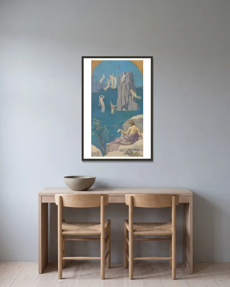 Dramatische Dichtung (Aischylos) von Pierre Puvis de Chavannes gerahmt an einer Wand