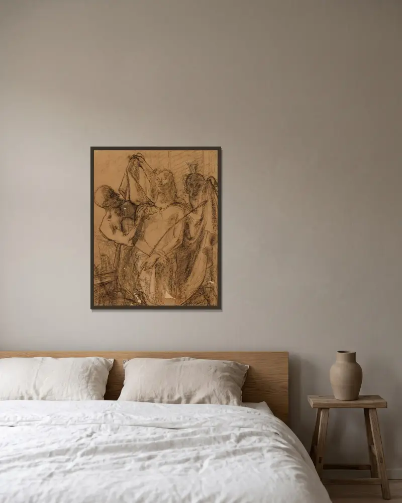 Ecce Homo von Pierre Puvis de Chavannes gerahmt an einer Wand
