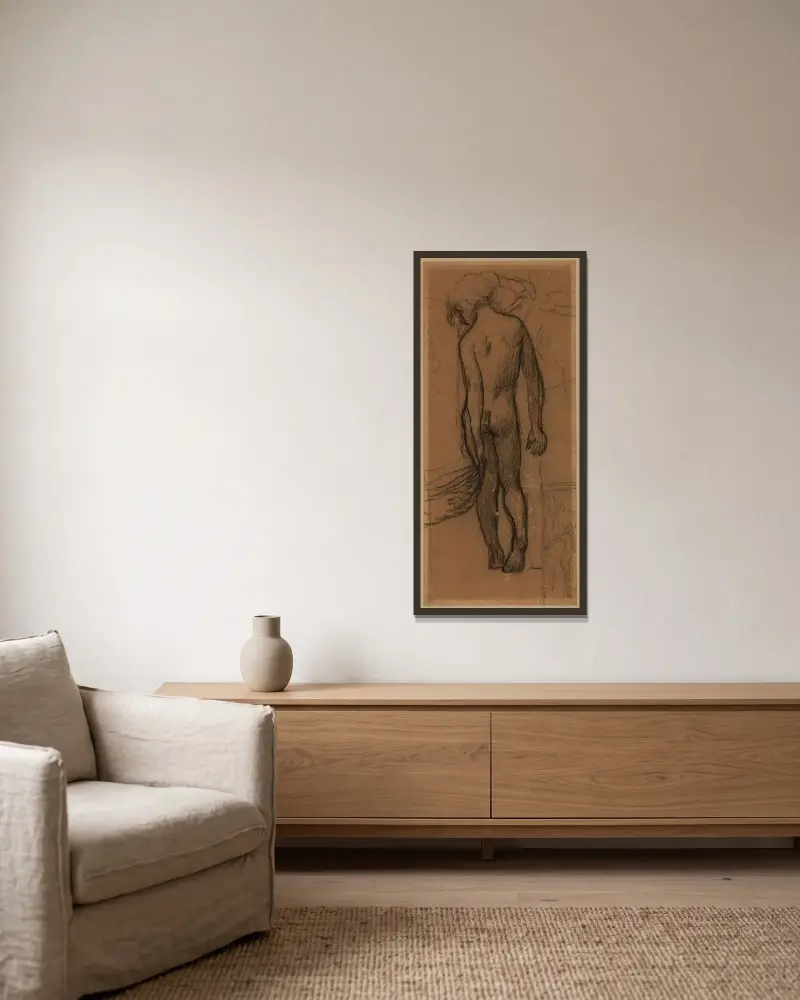 Sitzendes Kind, von hinten gesehen von Pierre Puvis de Chavannes gerahmt an einer Wand