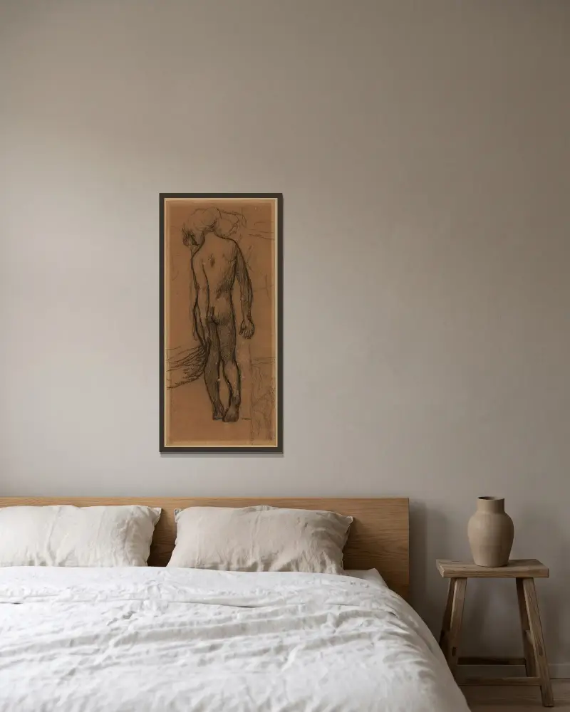 Sitzendes Kind, von hinten gesehen von Pierre Puvis de Chavannes gerahmt an einer Wand