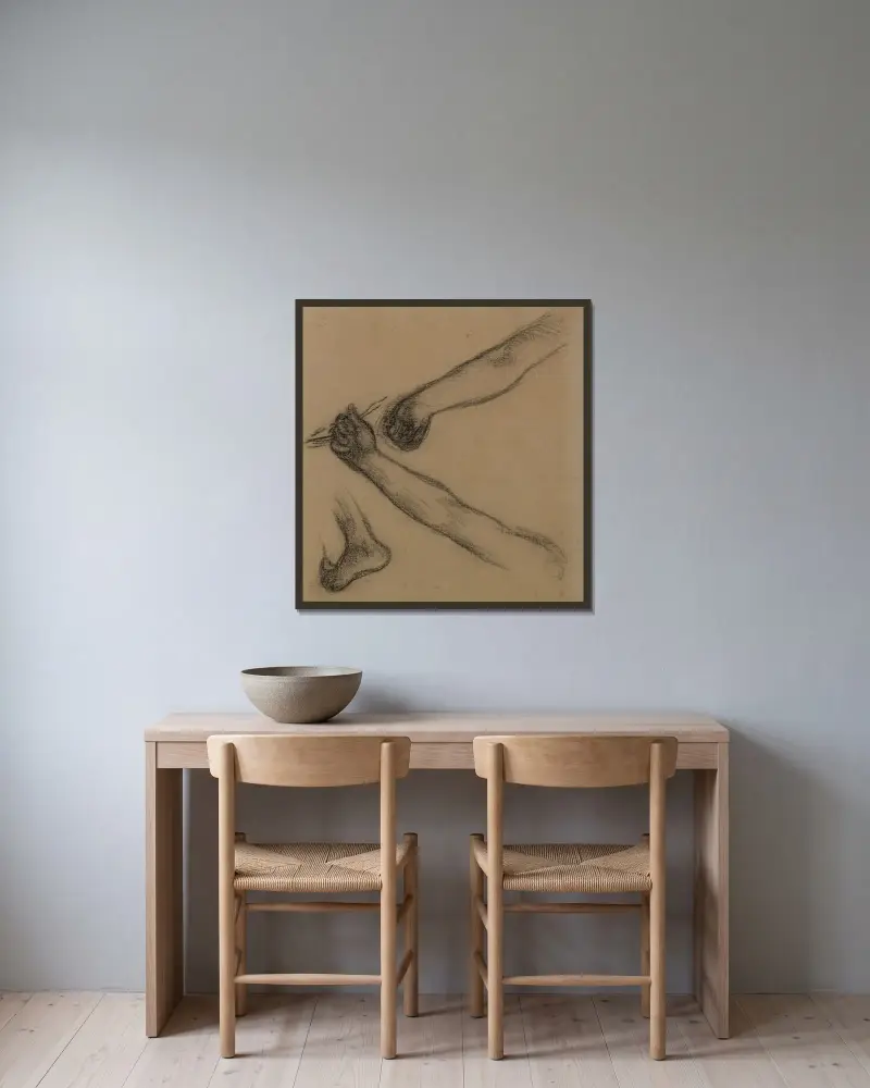 Studie av armar och fötter av Pierre Puvis de Chavannes inramad på en vägg