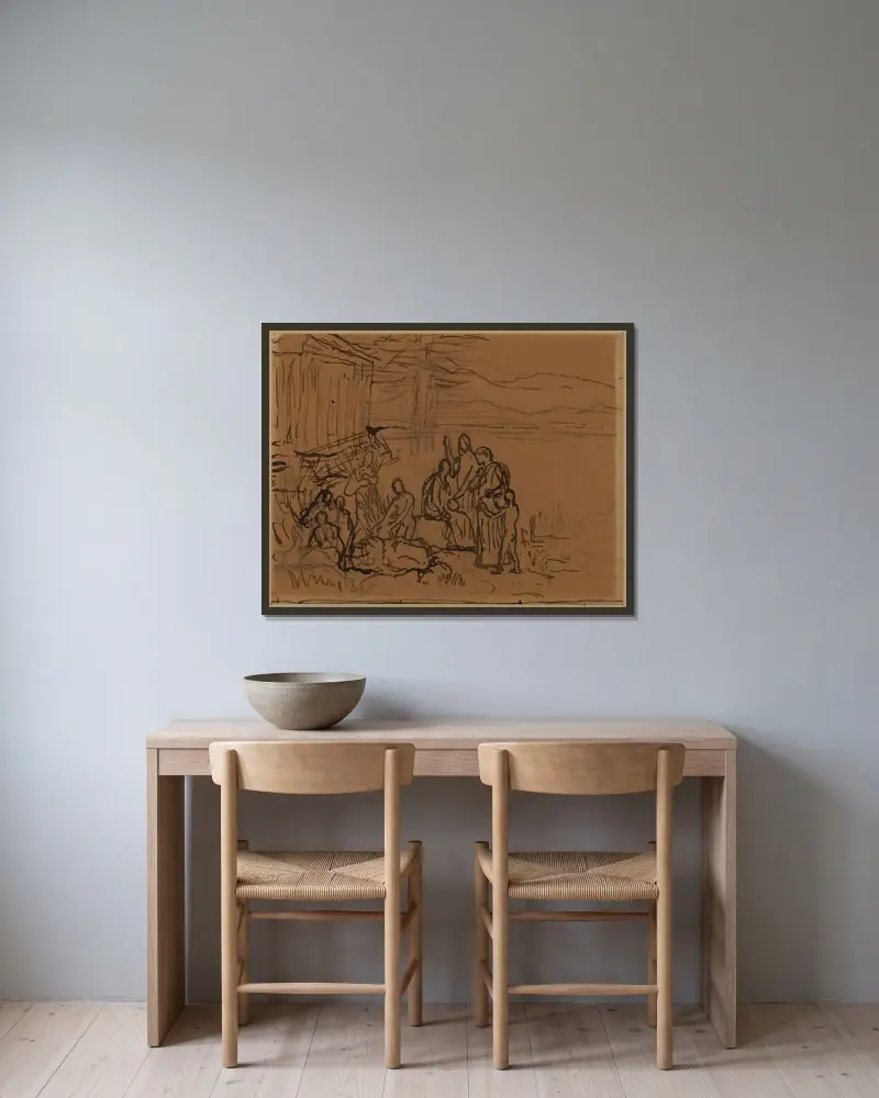 Kompositionsstudie von Pierre Puvis de Chavannes gerahmt an einer Wand