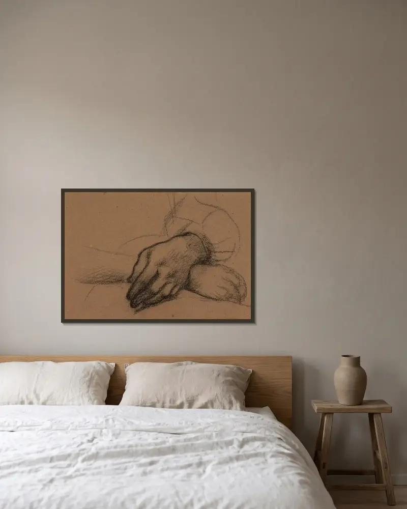 Studie zweier Hände von Pierre Puvis de Chavannes gerahmt an einer Wand