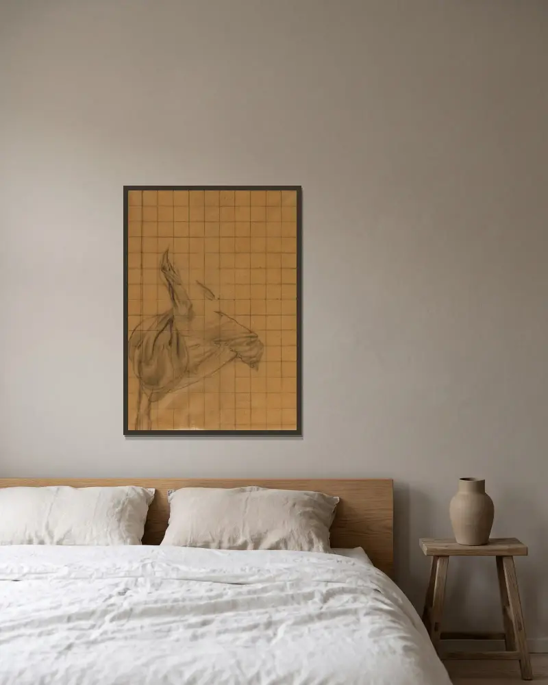 Studie av drapering av Pierre Puvis de Chavannes inramad på en vägg
