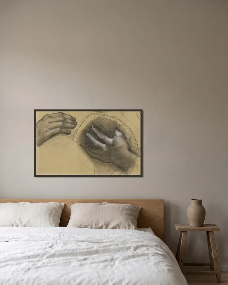 Studie av händer av Pierre Puvis de Chavannes inramad på en vägg