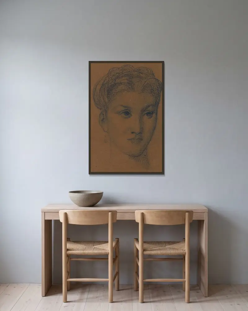 Studie av kvinnoansikte av Pierre Puvis de Chavannes inramad på en vägg