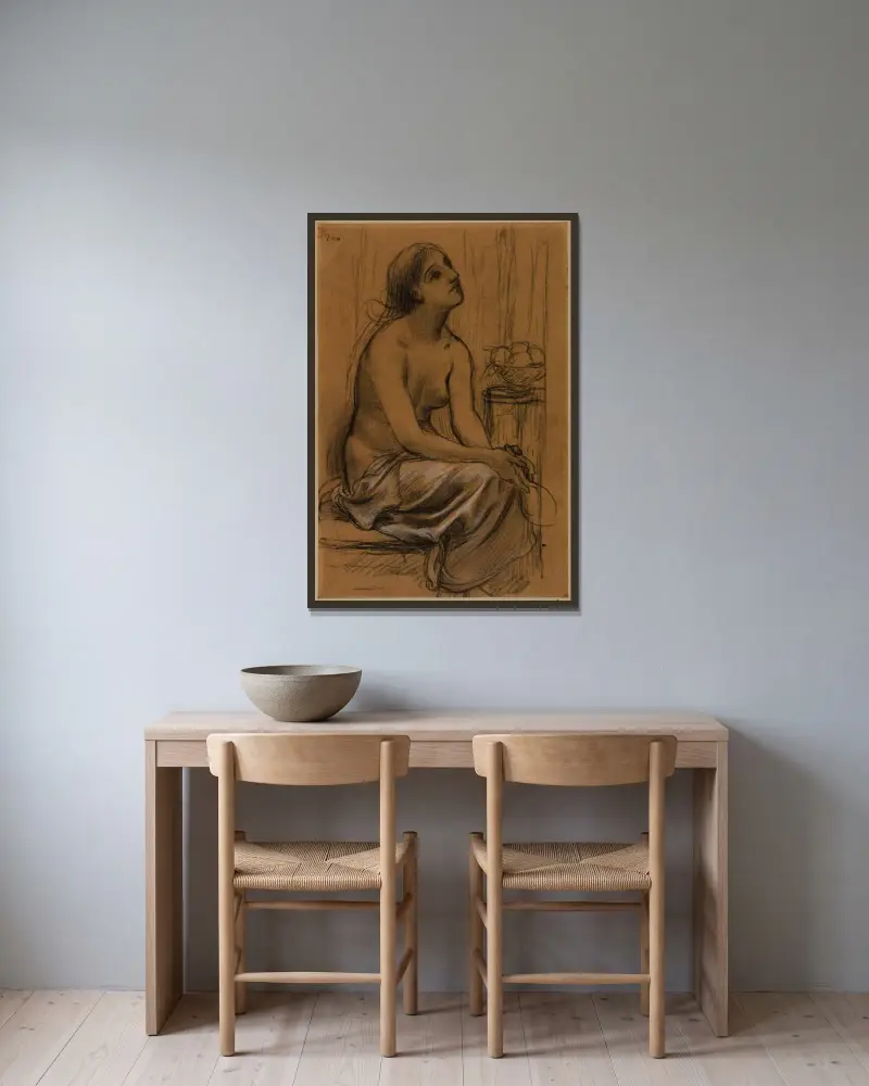 Studie k obrazu „Žena při toaletě“, Pierre Puvis de Chavannes v rámu na stěně