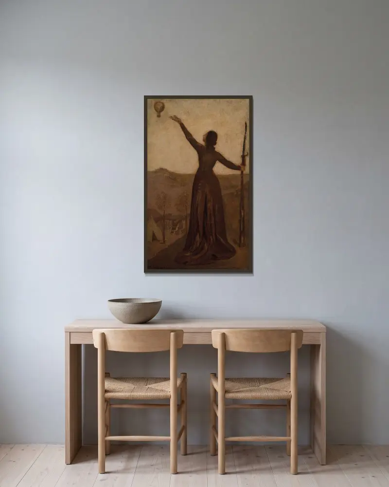 Studie för 'Ballongen' av Pierre Puvis de Chavannes inramad på en vägg