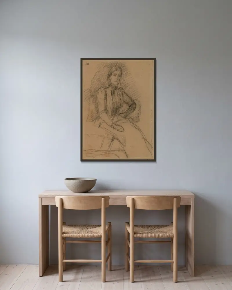 Sittande kvinna av Pierre Puvis de Chavannes inramad på en vägg