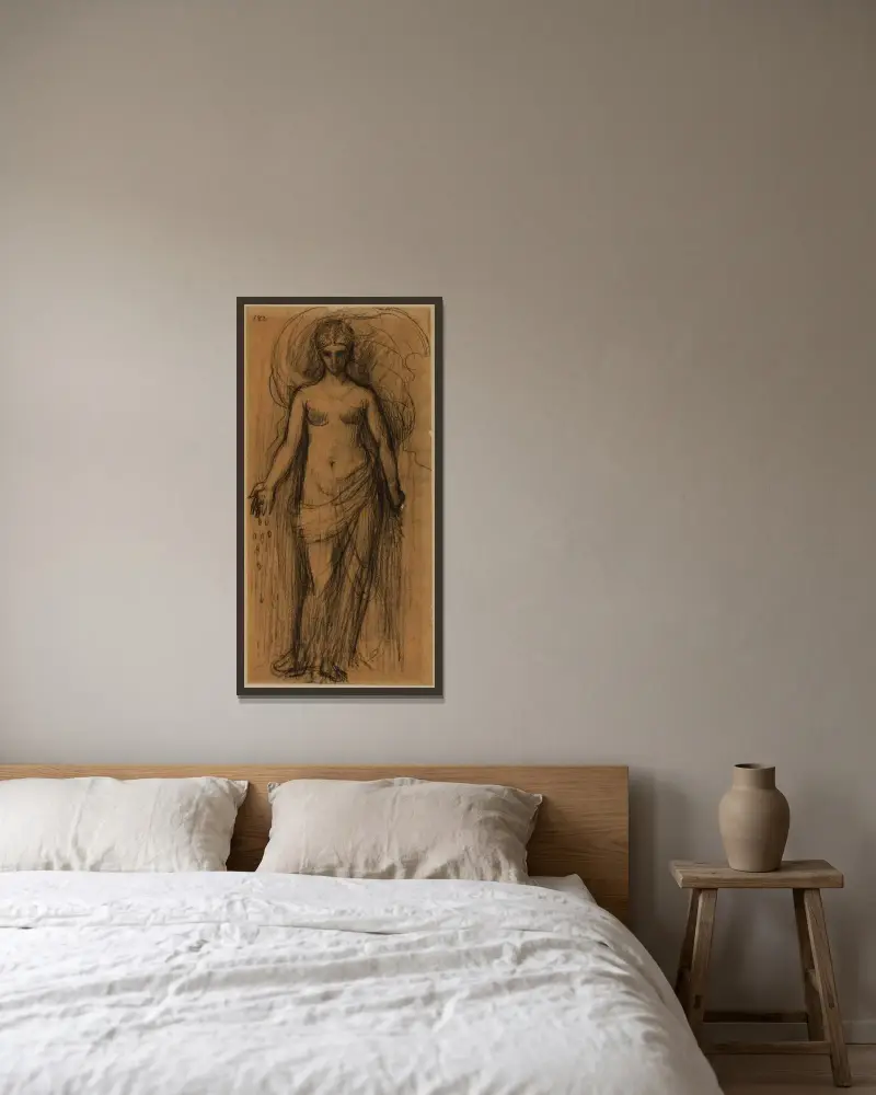 Stående kvinna av Pierre Puvis de Chavannes inramad på en vägg