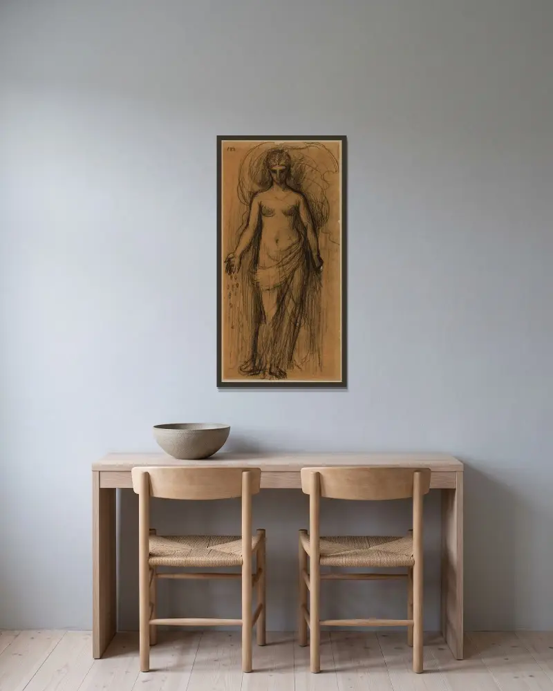 Stående kvinna av Pierre Puvis de Chavannes inramad på en vägg