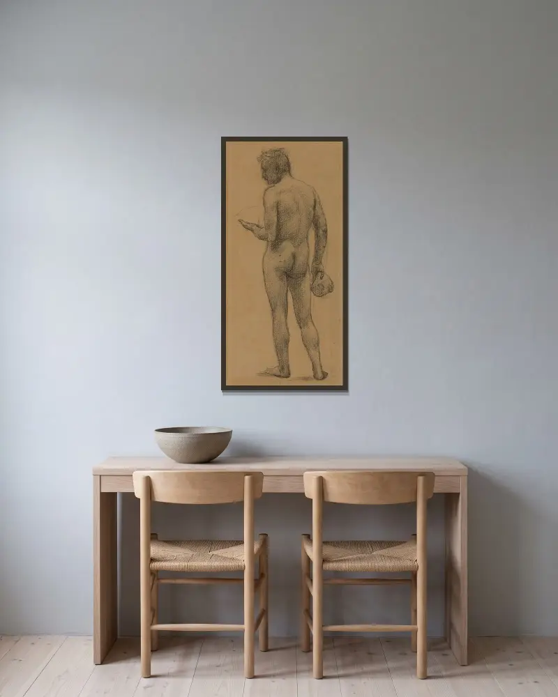 Man sedd bakifrån av Pierre Puvis de Chavannes inramad på en vägg