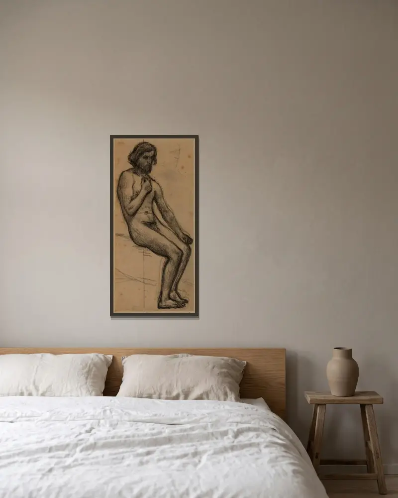 Sitzender Mann, 1878 von Pierre Puvis de Chavannes gerahmt an einer Wand