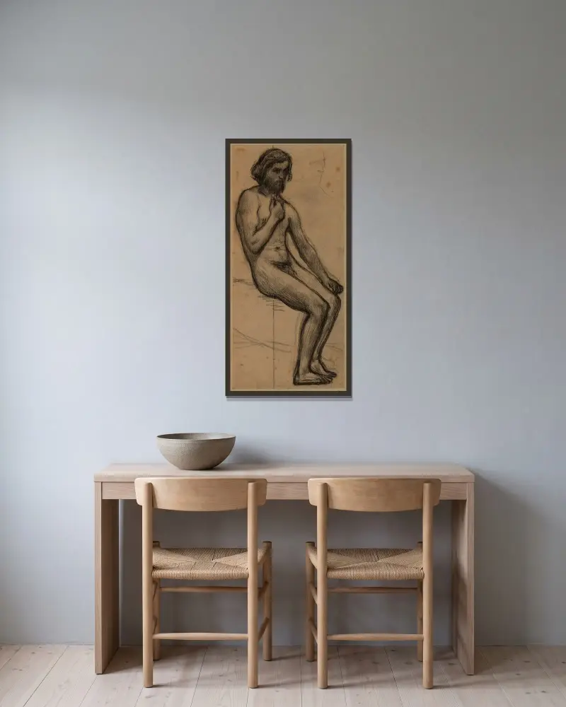 Sitzender Mann, 1878 von Pierre Puvis de Chavannes gerahmt an einer Wand