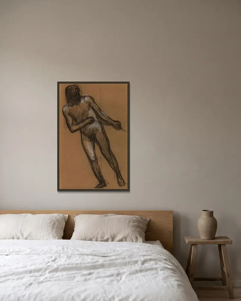 Man sedd framifrån av Pierre Puvis de Chavannes inramad på en vägg