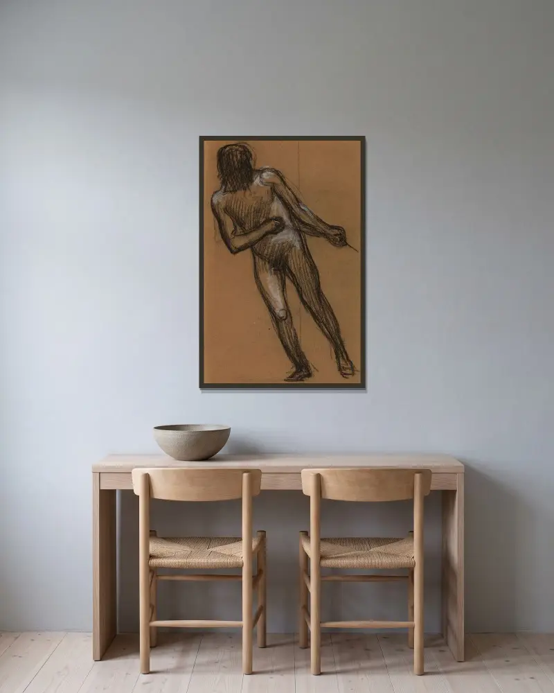 Man sedd framifrån av Pierre Puvis de Chavannes inramad på en vägg