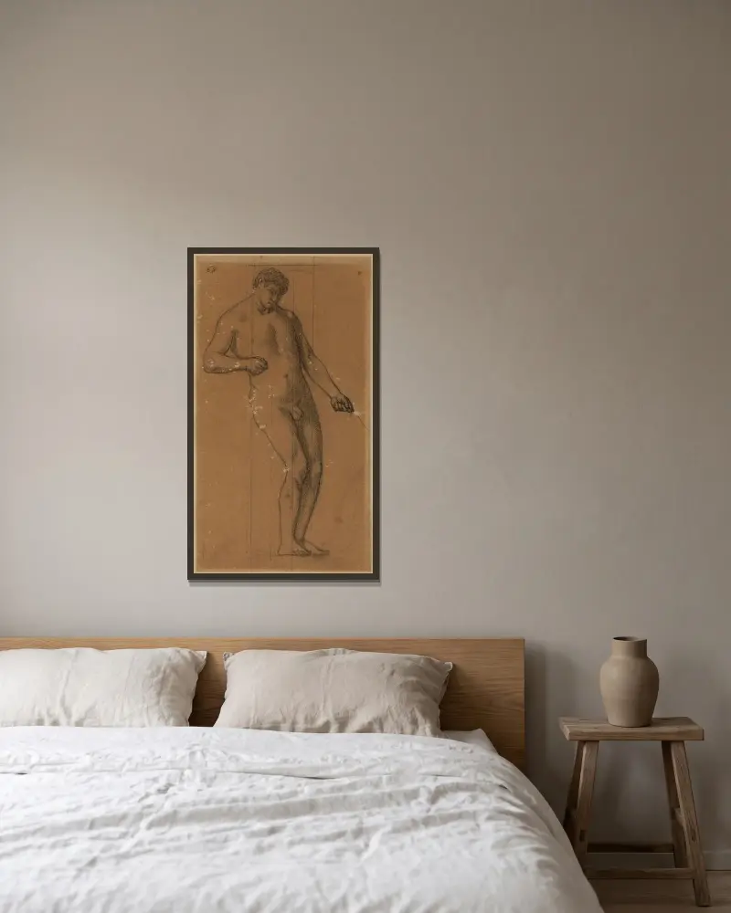 Stående man, trekvartsvy mot höger av Pierre Puvis de Chavannes inramad på en vägg