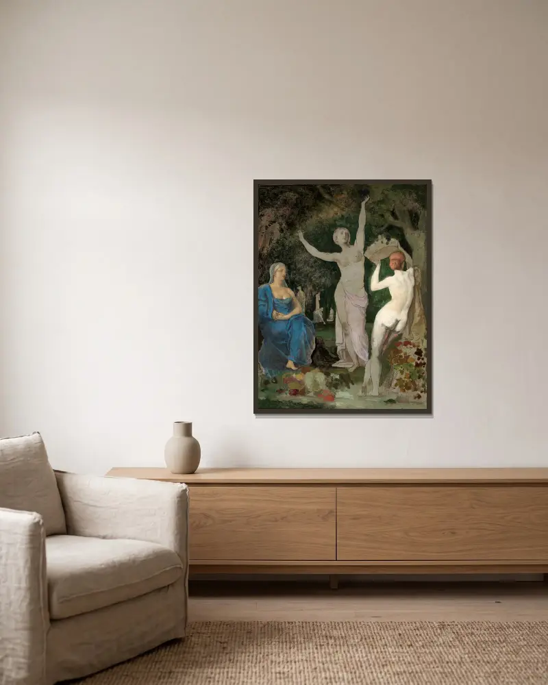 Der Herbst von Pierre Puvis de Chavannes gerahmt an einer Wand