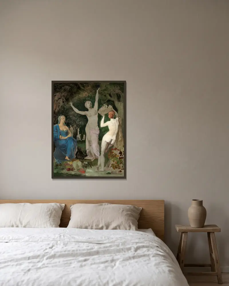 Der Herbst von Pierre Puvis de Chavannes gerahmt an einer Wand