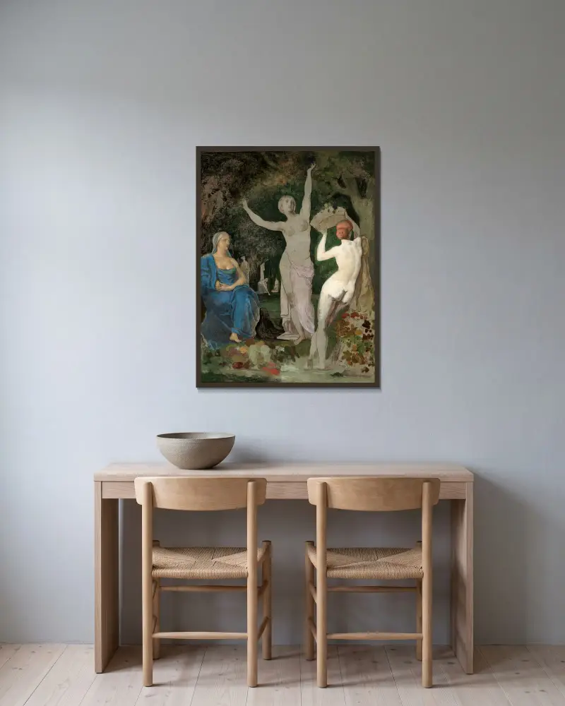 Der Herbst von Pierre Puvis de Chavannes gerahmt an einer Wand