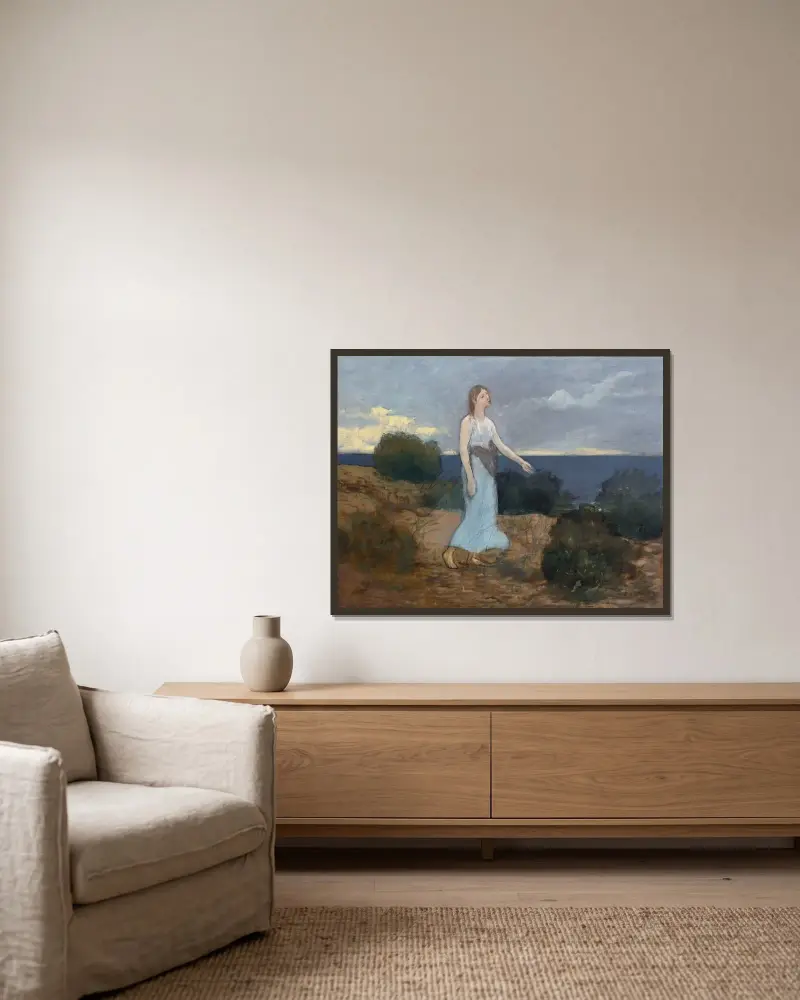 Älvan på stranden av Pierre Puvis de Chavannes inramad på en vägg
