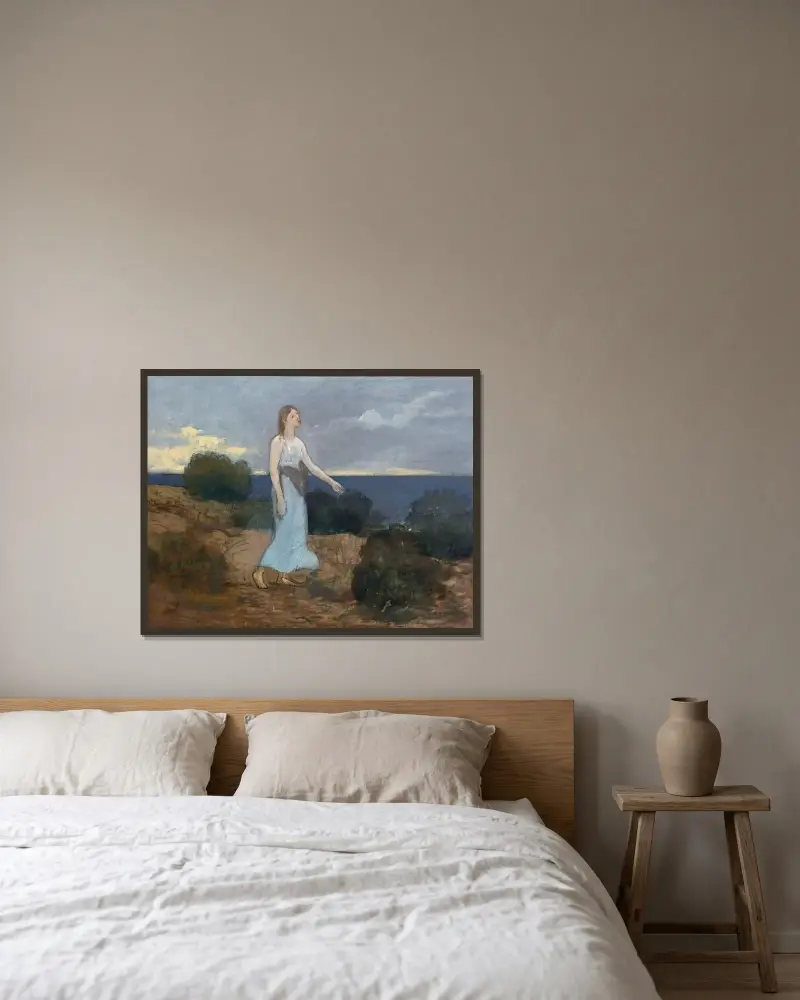 Älvan på stranden av Pierre Puvis de Chavannes inramad på en vägg