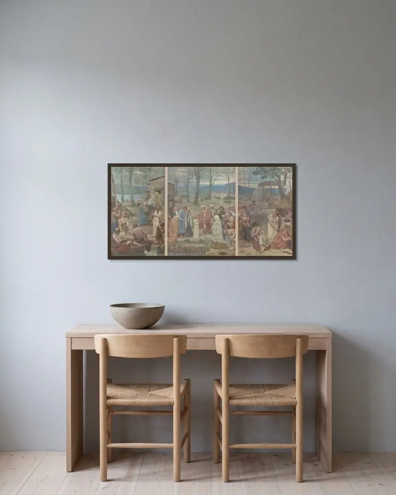 Spotkanie świętej Genowefy ze świętym Germanem, Pierre Puvis de Chavannes w ramie na ścianie