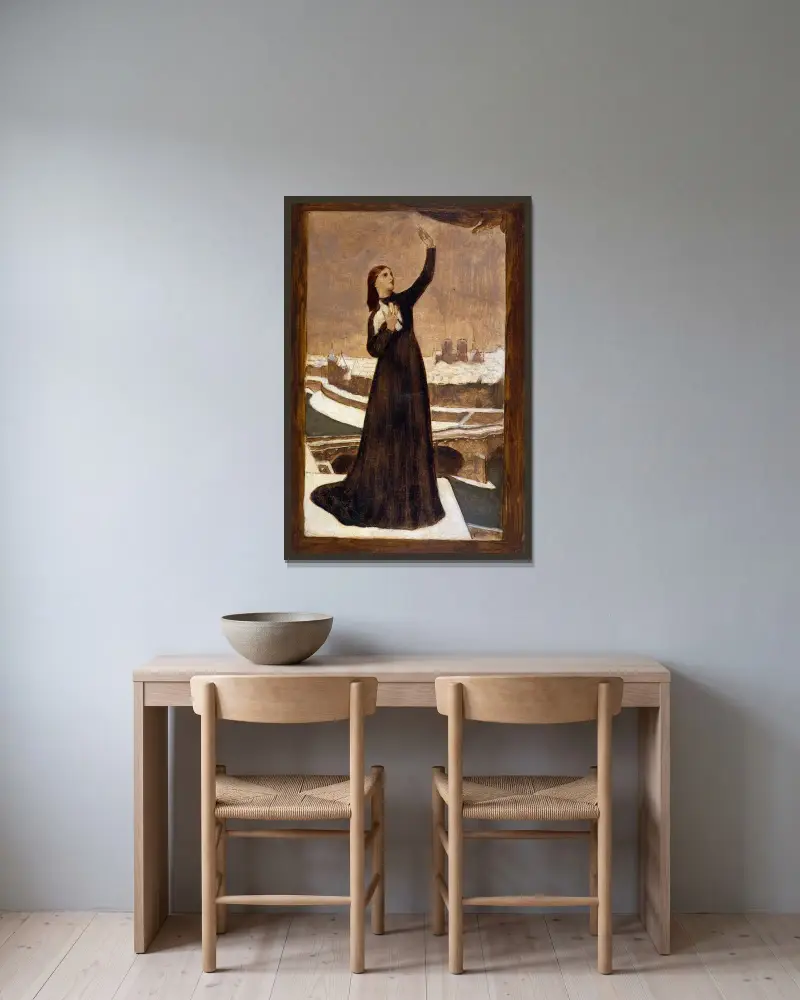 Brevduvan av Pierre Puvis de Chavannes inramad på en vägg