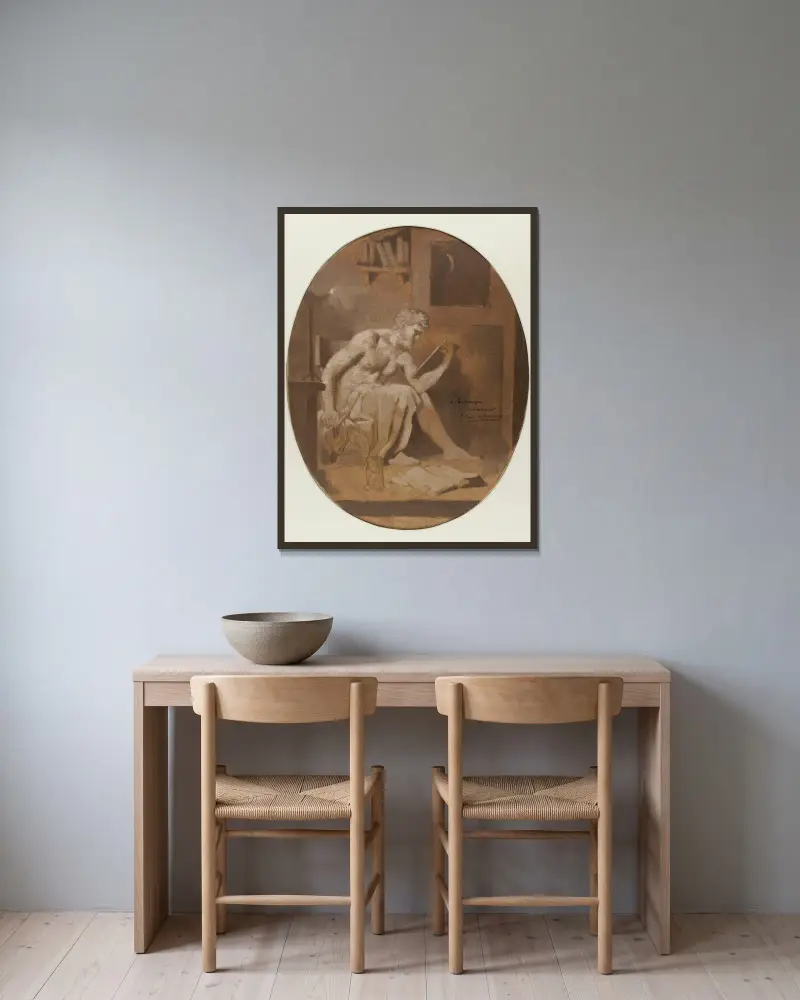 Studium, Pierre Puvis de Chavannes w ramie na ścianie