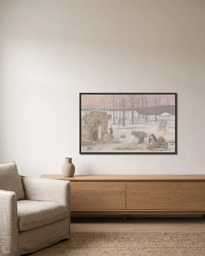 Der Winter, Skizze für das Pariser Rathaus von Pierre Puvis de Chavannes gerahmt an einer Wand