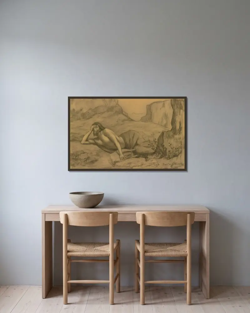 Orpheus von Pierre Puvis de Chavannes gerahmt an einer Wand