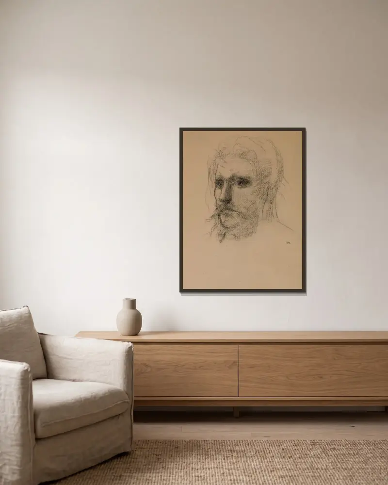 Porträtt av en man av Pierre Puvis de Chavannes inramad på en vägg