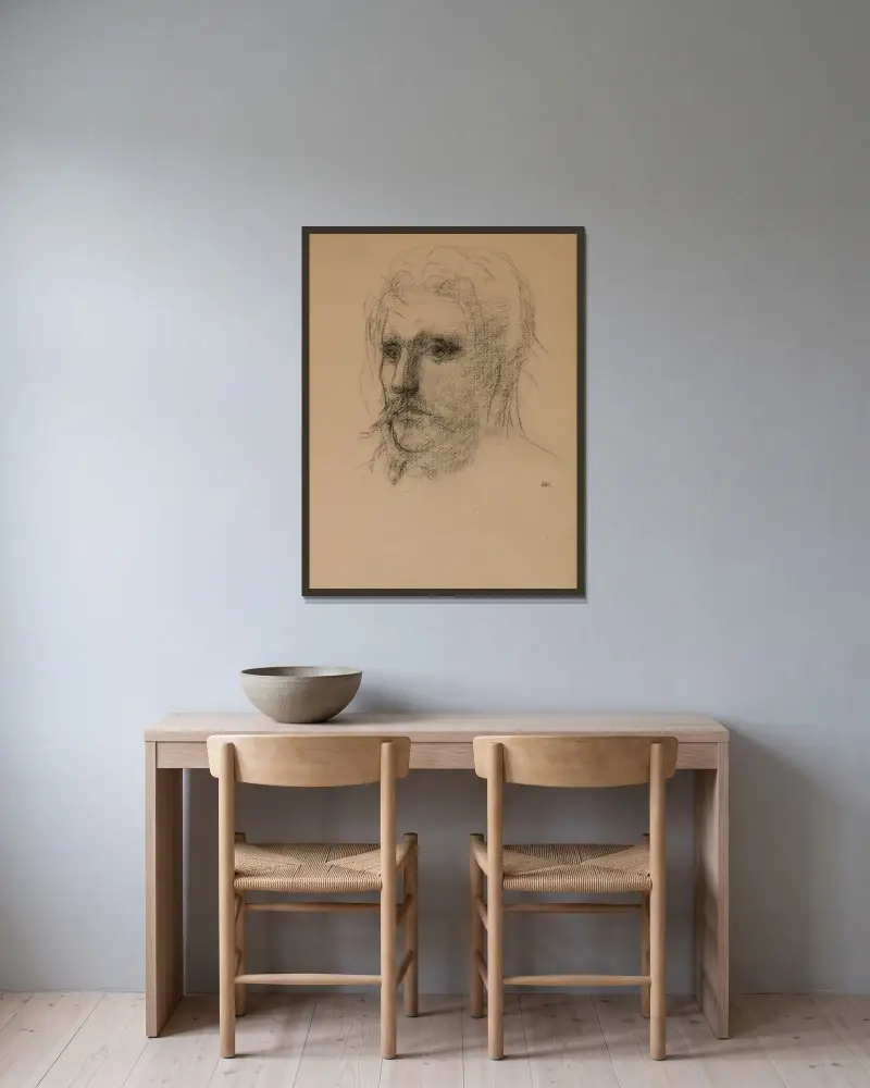 Porträtt av en man av Pierre Puvis de Chavannes inramad på en vägg