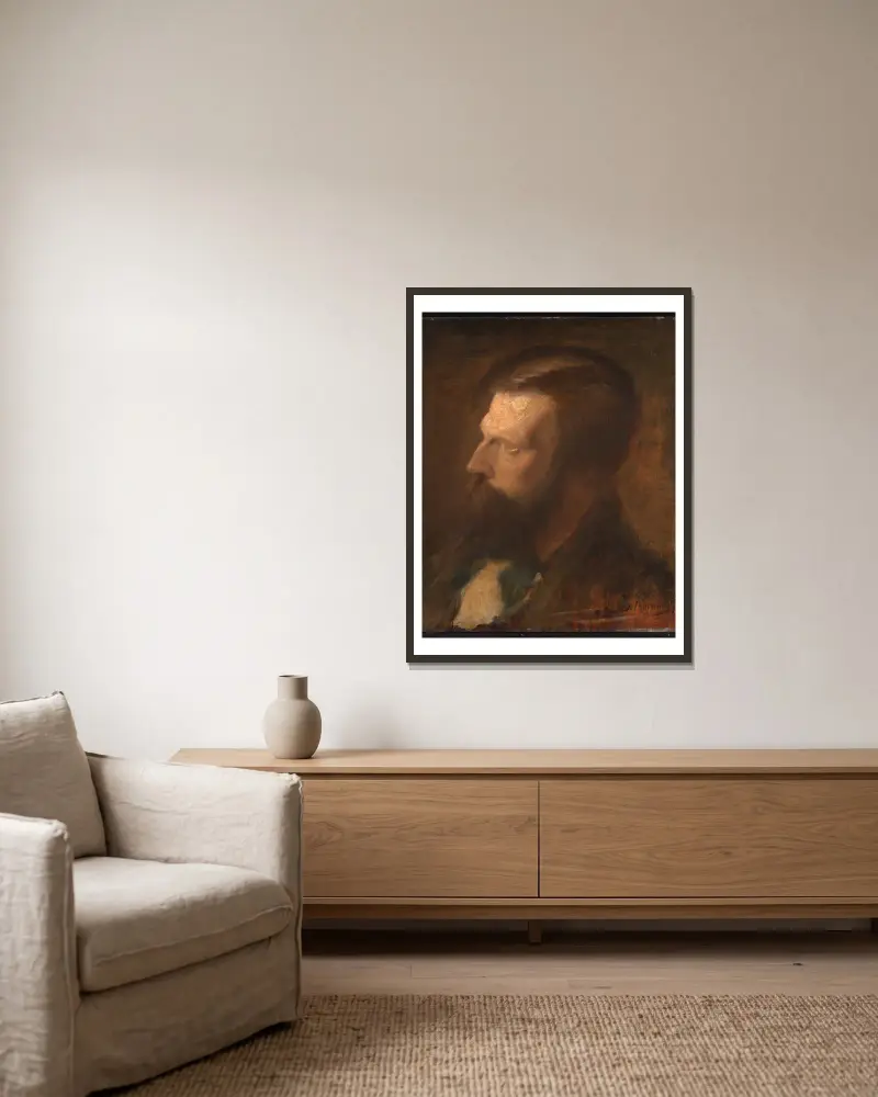 Porträt eines Mannes von Pierre Puvis de Chavannes gerahmt an einer Wand